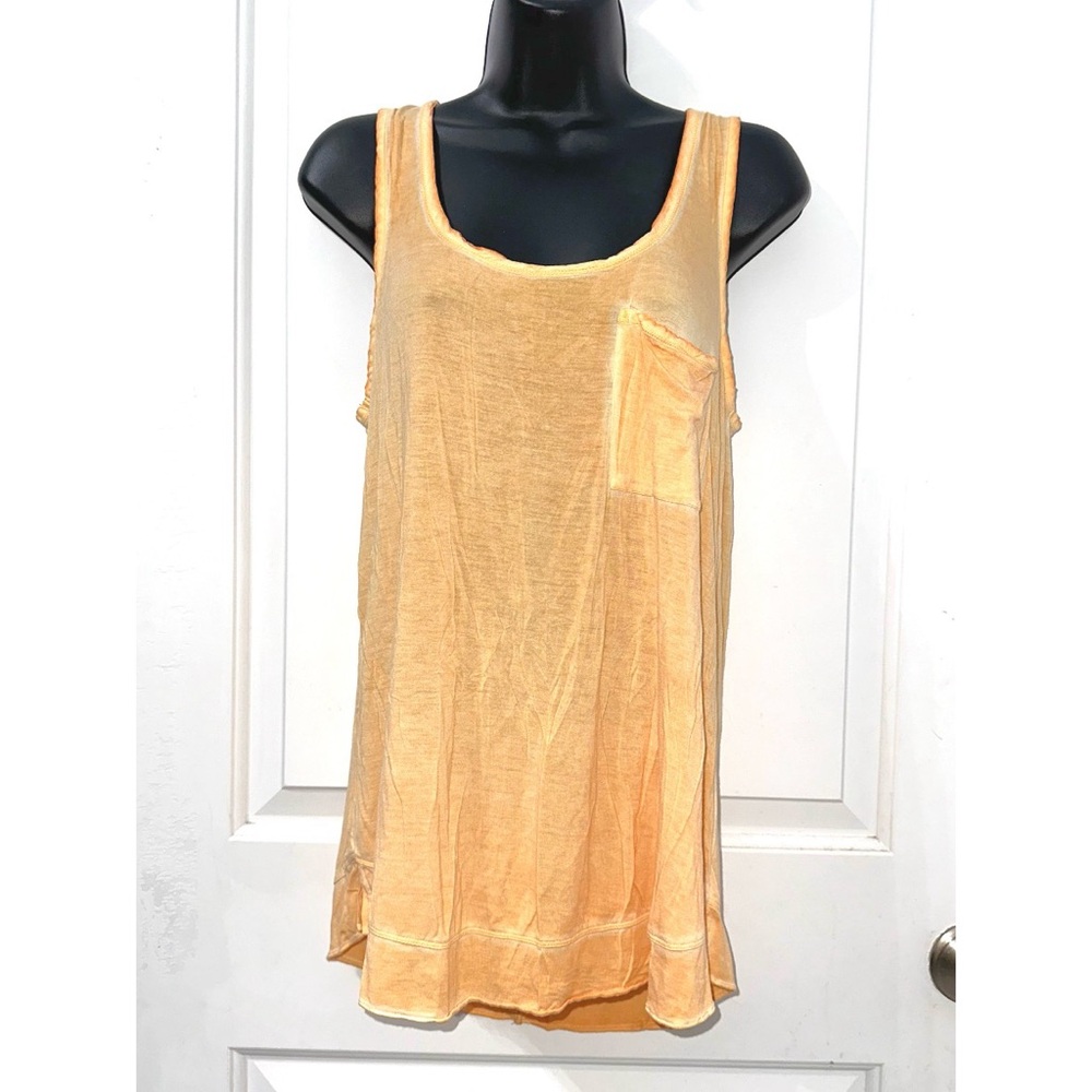 Pure + Good Orange burnout style tank top featuring a scoop neckline